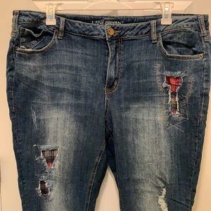 Lane Bryant Distressed Plaid Skinny Jeans